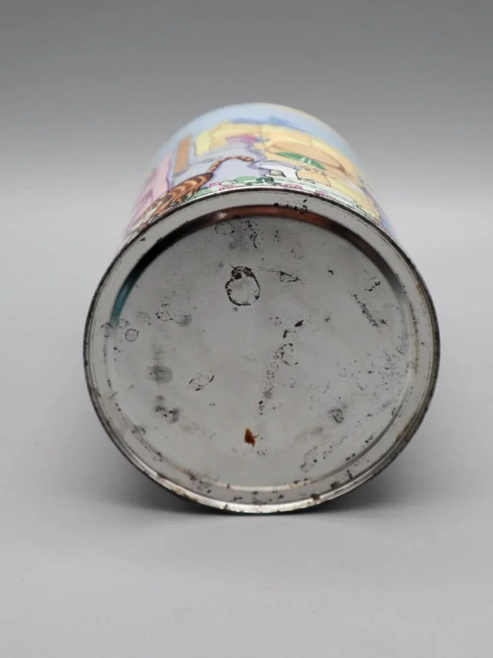Vtg Milk Jug Storage Canister Tin Cats & Quilt Design 7